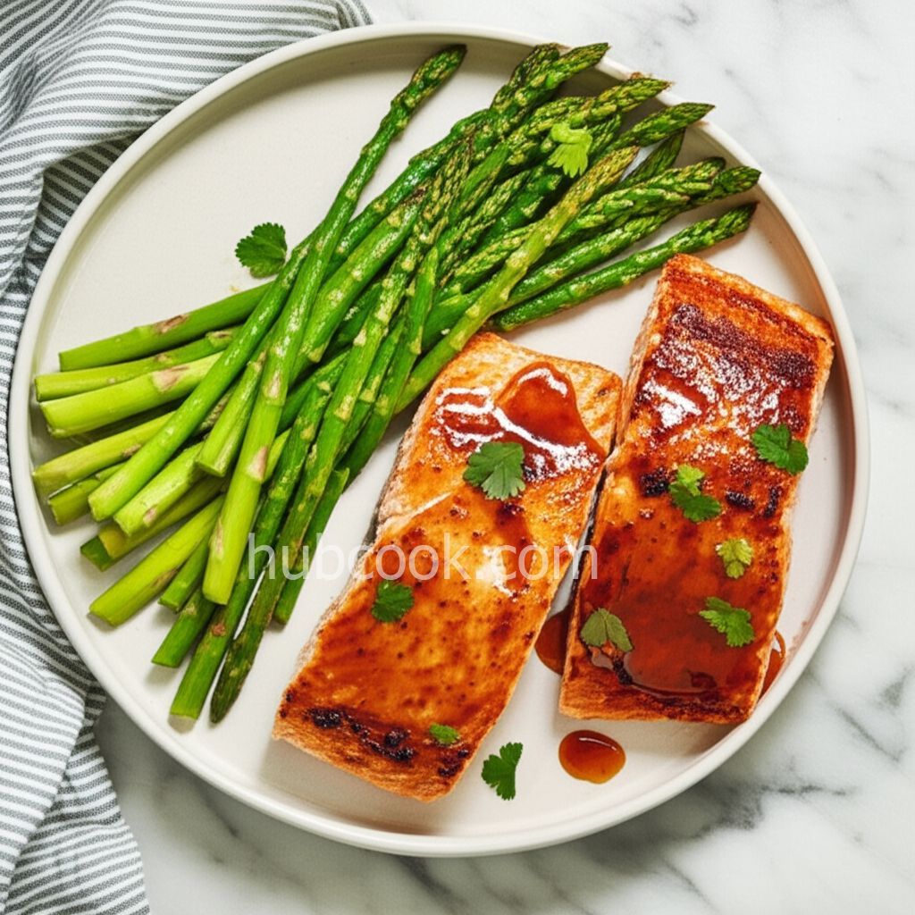 Bourbon-Glazed Salmon and Baked Asparagus