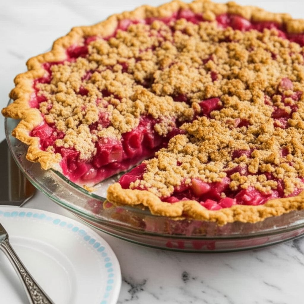Evie's Rhubarb Pie with Oatmeal Crumble