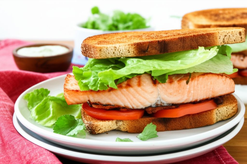 Grilled Salmon Sandwich with Dill Sauce