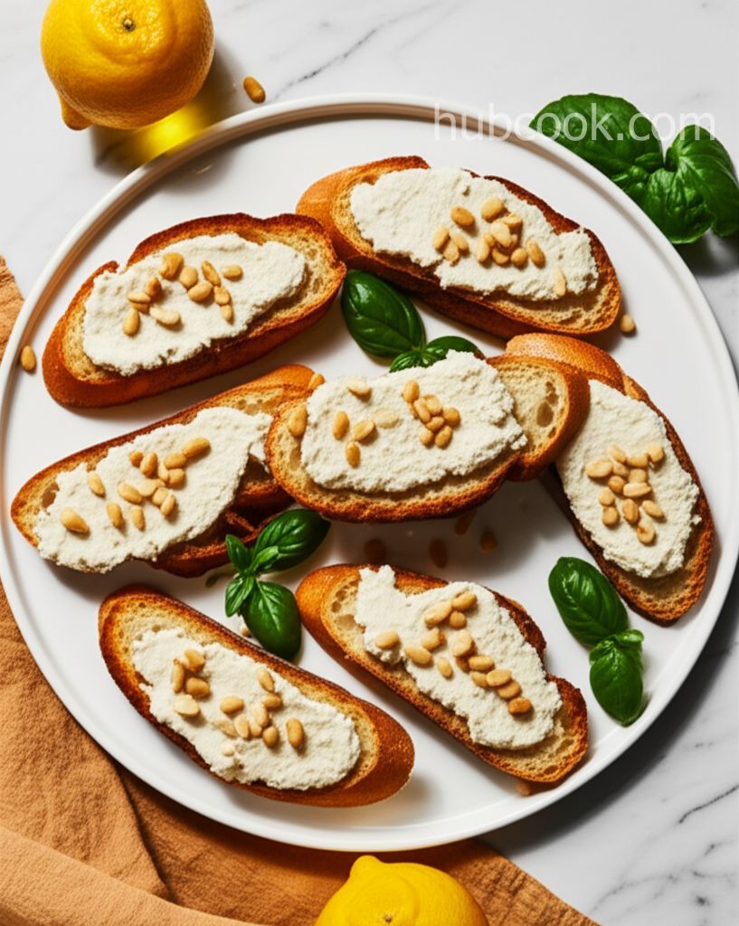 Prosciutto Parmesan and Pine Nut Bruschetta