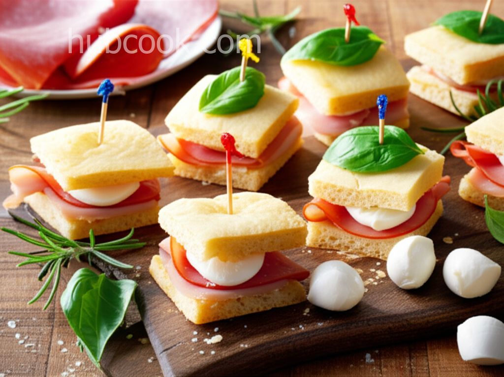 Sea Salt and Rosemary Pizza Bianca Bites with Mortadella and Mozzarella