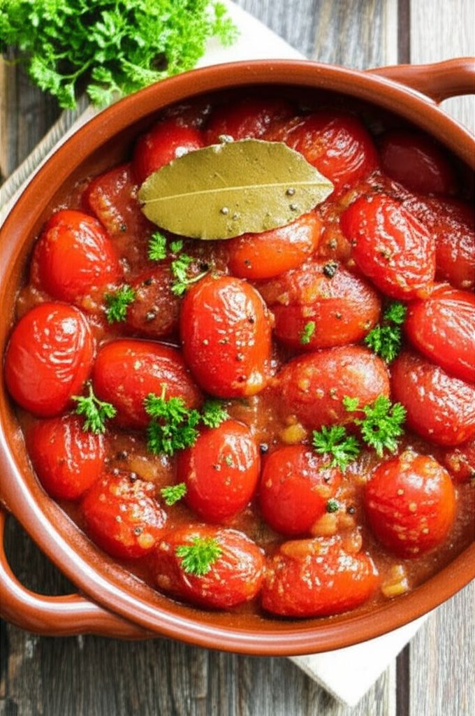 Stewed Tomatoes Spiced with Mustard
