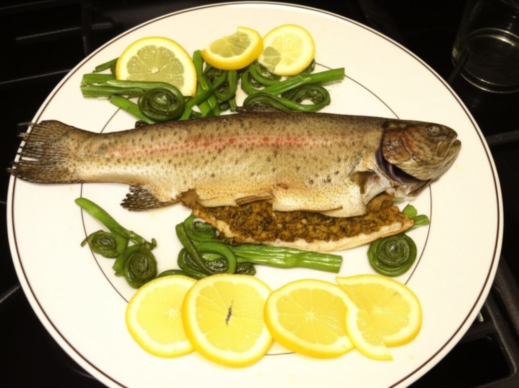 Trout with Fiddlehead Ferns