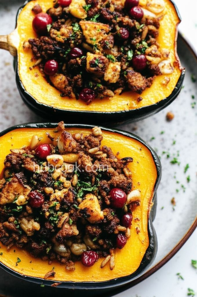 Venison and Wild Rice Stuffed Acorn Squash