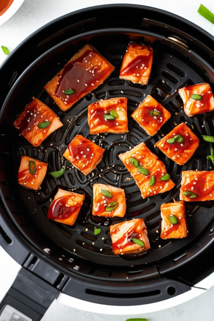 Air Fryer Honey Sriracha Salmon Bites