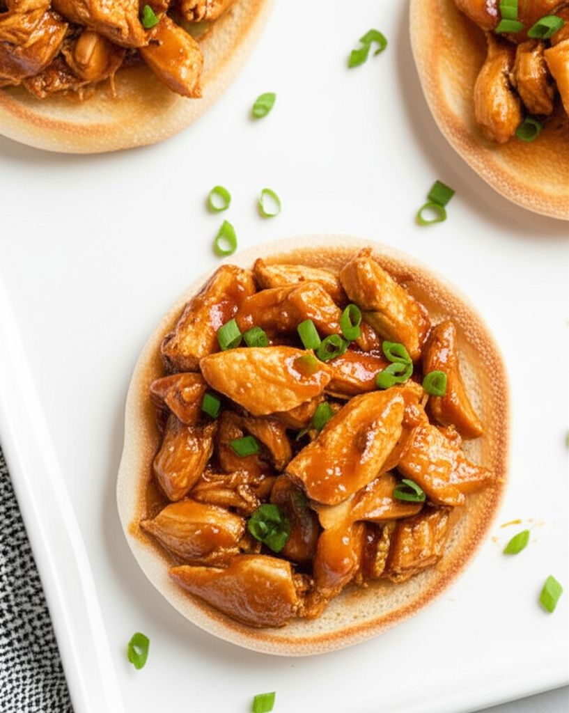Asian Turkey Barbecue on Sesame Scallion Toasts