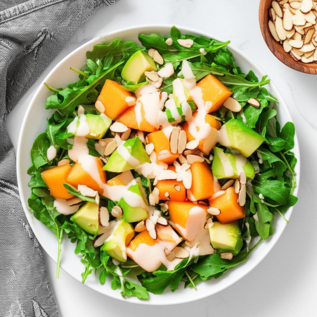 Avocado and Cantaloupe Salad with Creamy French Dressing