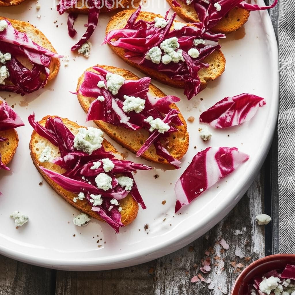 Butternut Crostini with Radicchio and Blue Cheese