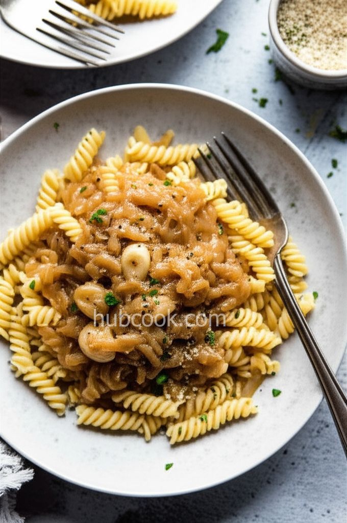 Caramelized Onion and Roasted Garlic Pasta