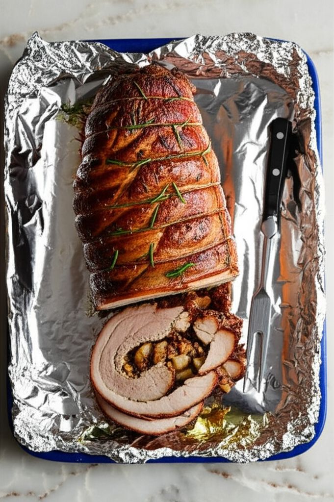 Fennel, Apple and Blue Cheese Stuffed Pork Loin
