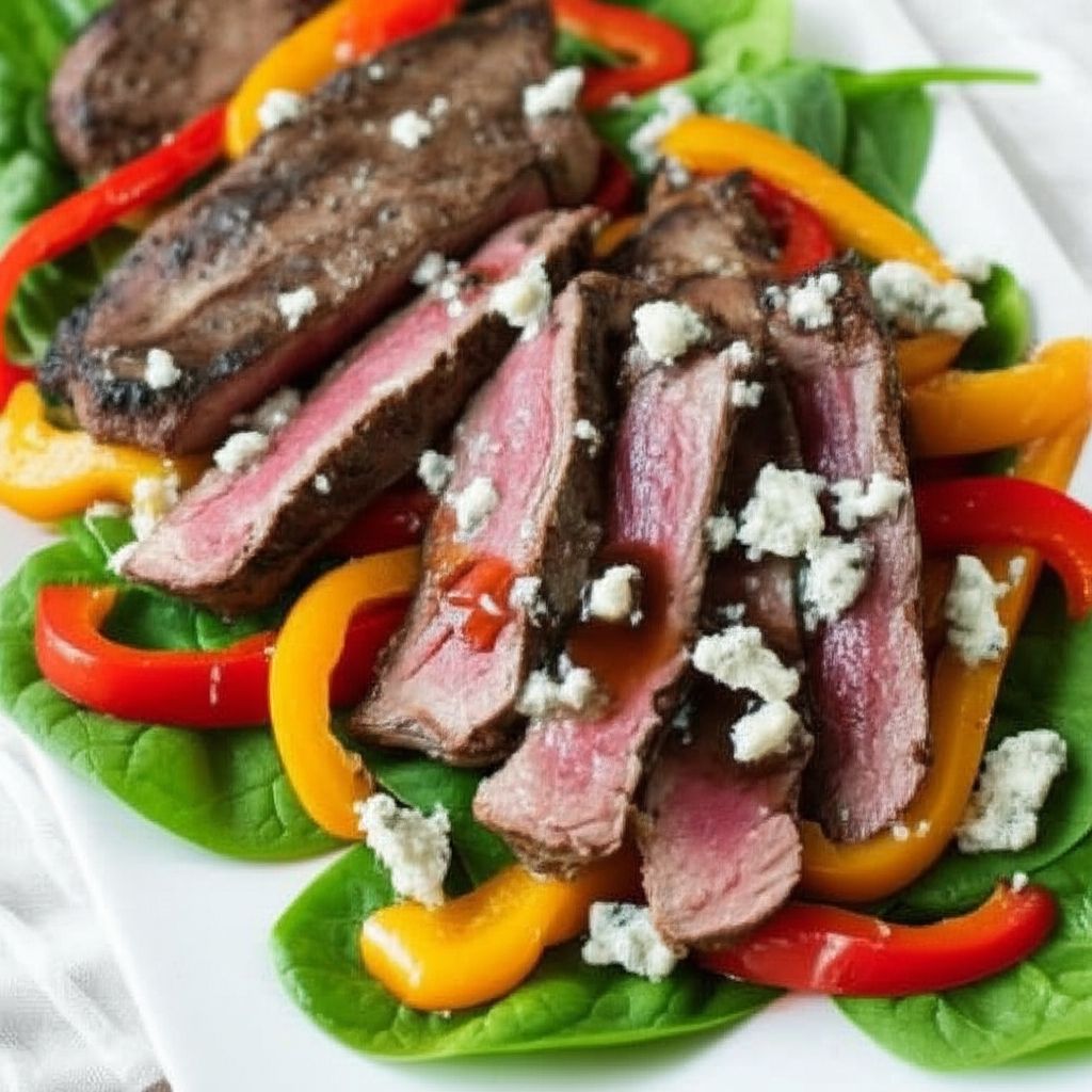 Flat Iron Steak and Spinach Salad