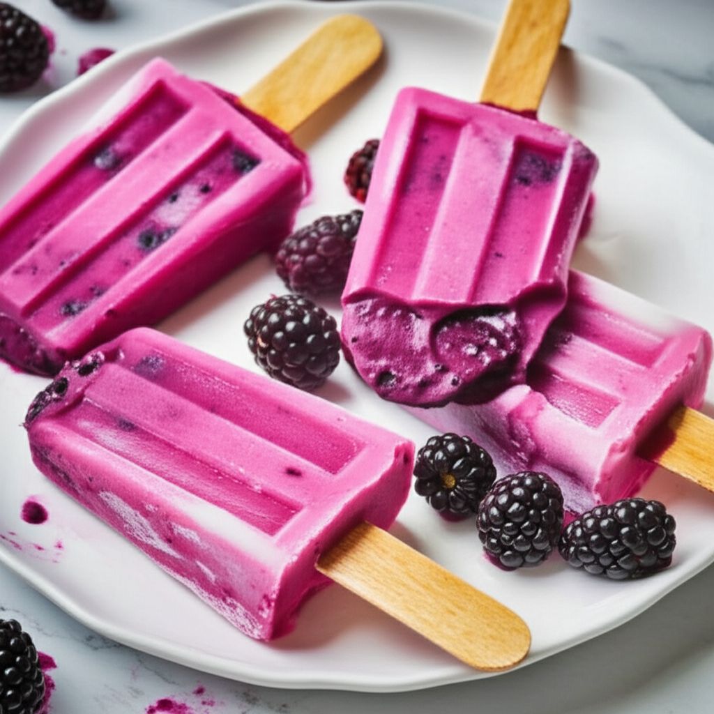 Fresh Blackberries and Cream Ice Pops