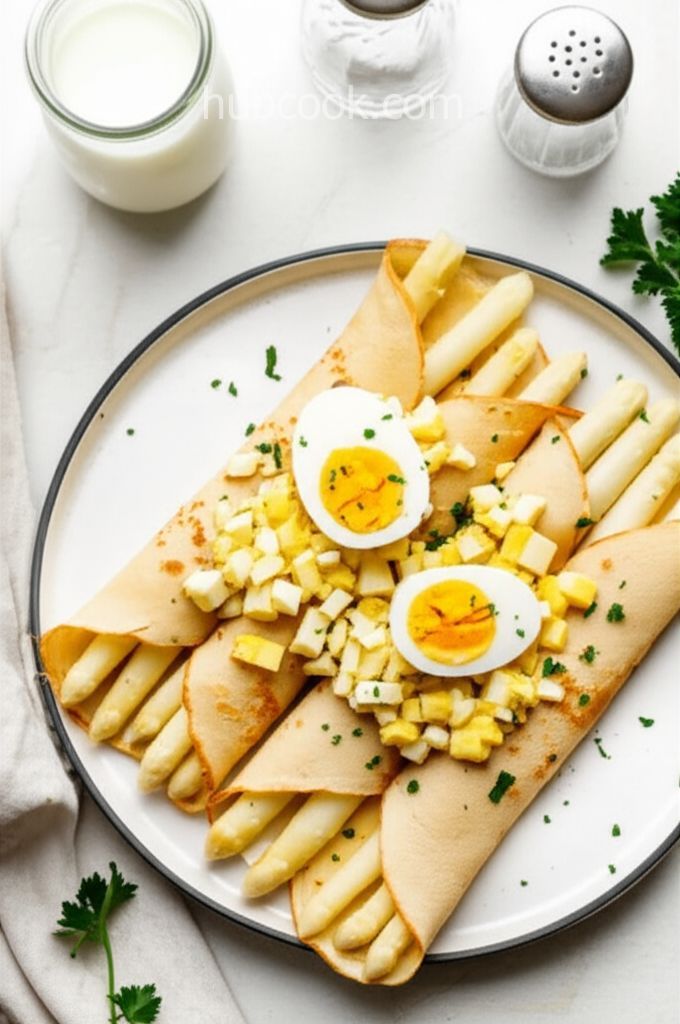 Gefüllte Pfannkuchen mit Spargel (White Asparagus-Stuffed Pancakes)