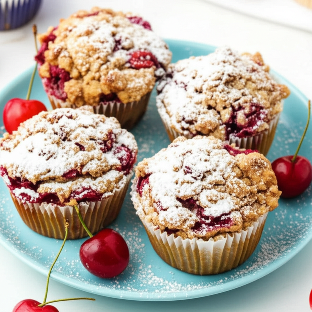 Gluten-Free Cherry Cobbler Muffins
