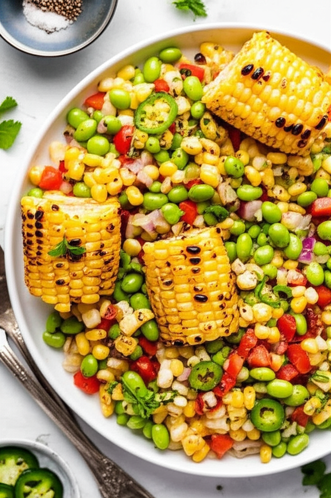 Grilled Corn and Edamame Succotash Salad