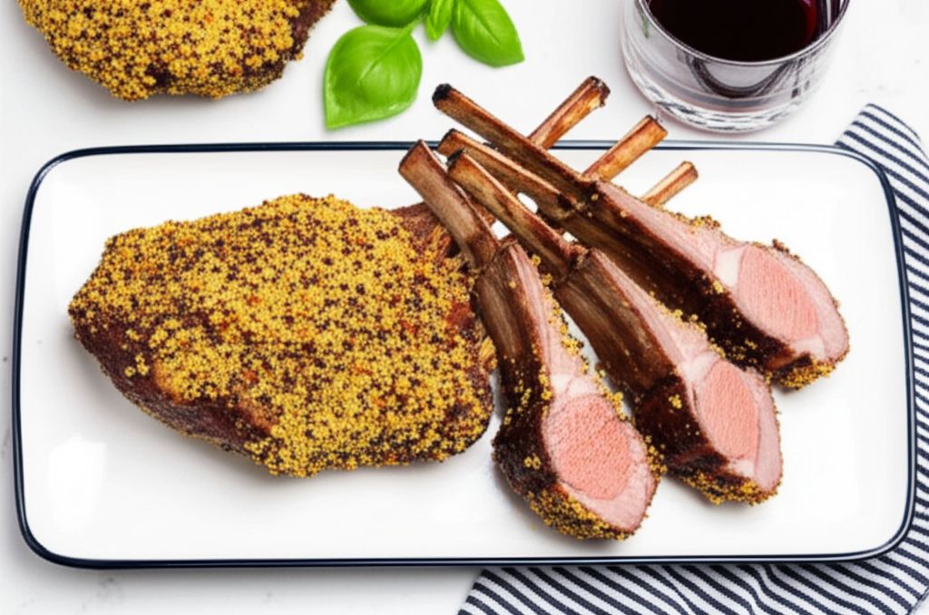 Grilled Rack of Lamb with Mustard Crust