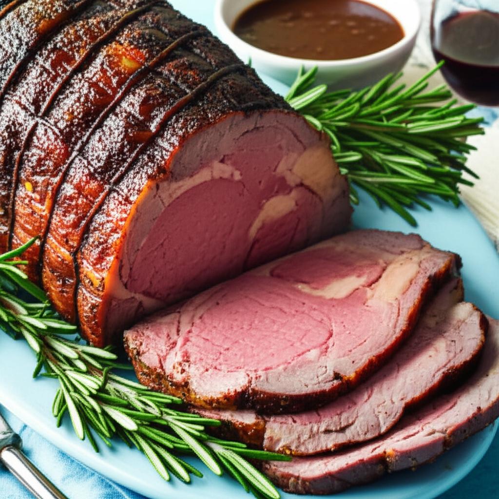 Herbed Prime Rib Roast with Red Wine Sauce