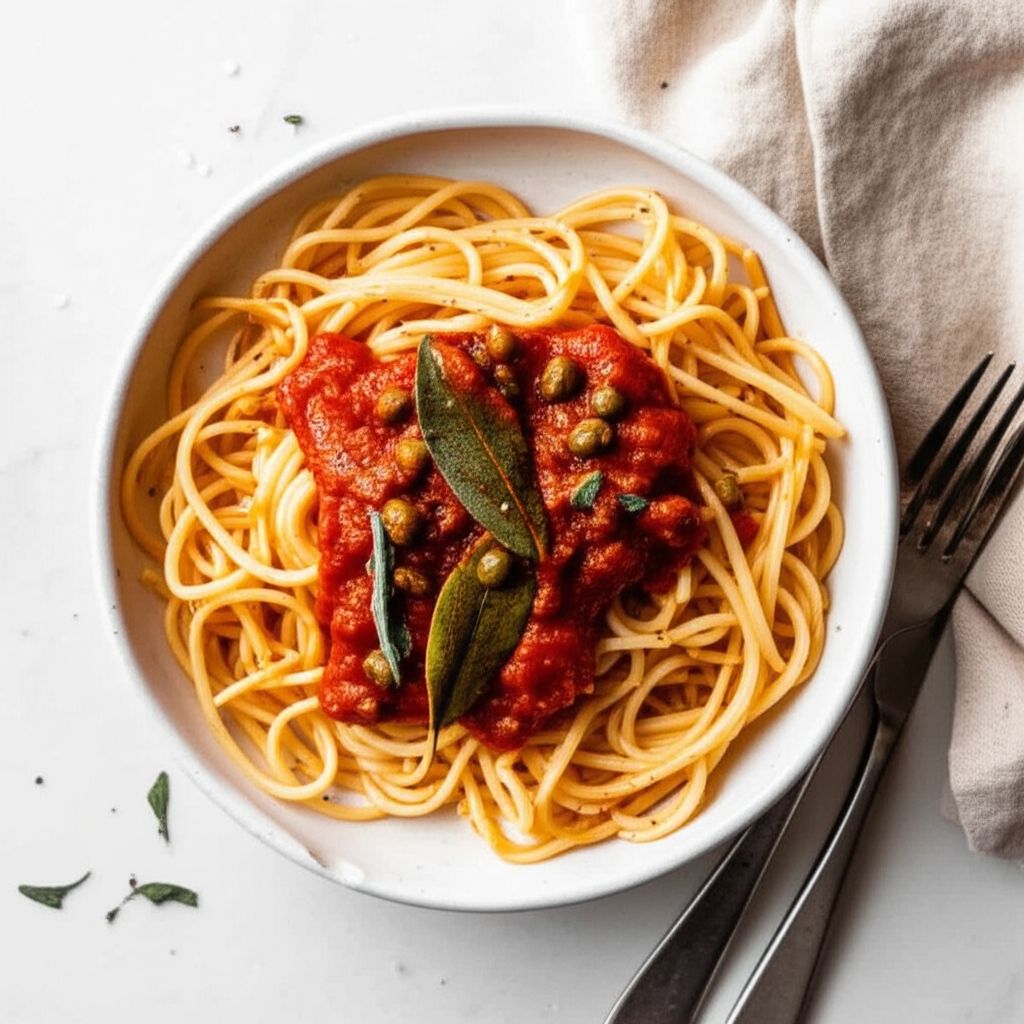 Linguine with Fresh Sage-Caper Sauce
