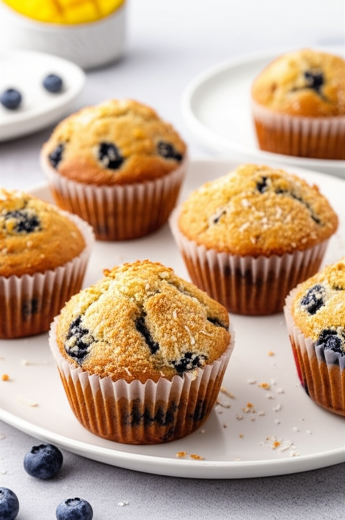 Mango Blueberry Muffins With Coconut Streusel