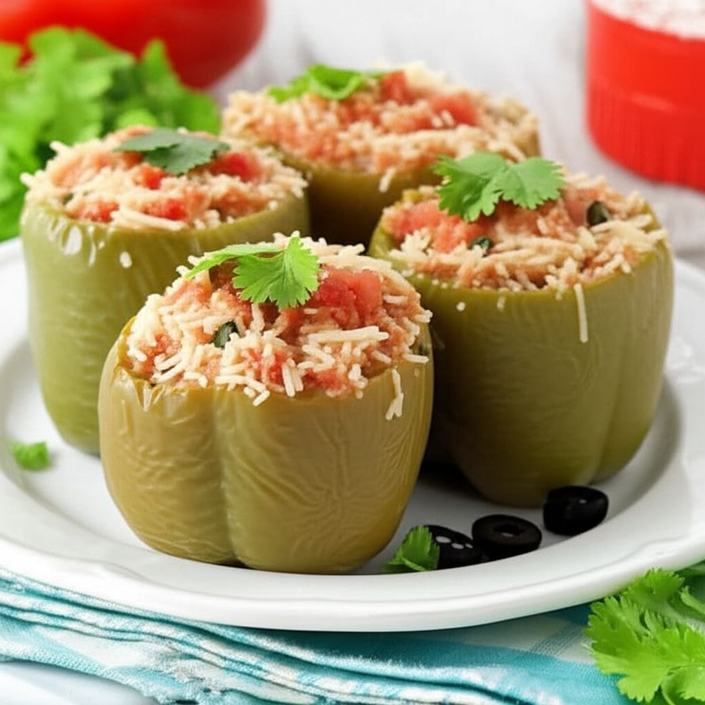 Mexican-Greek Stuffed Green Peppers