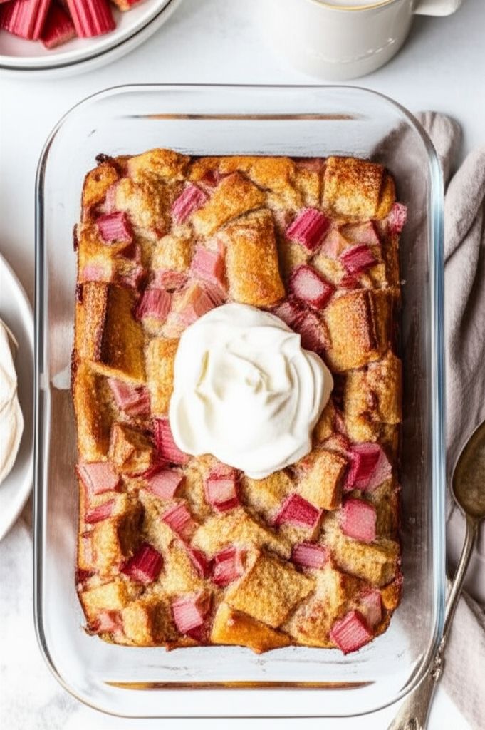 Old-Fashioned Rhubarb Bread Pudding