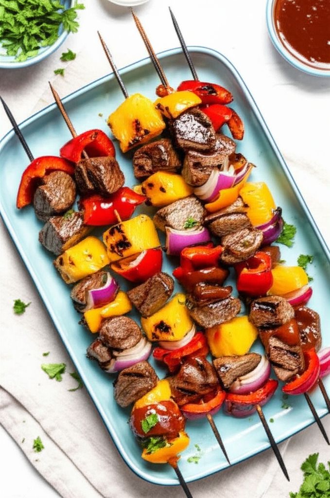 Orange Beef Kabobs with Grilled Fruit