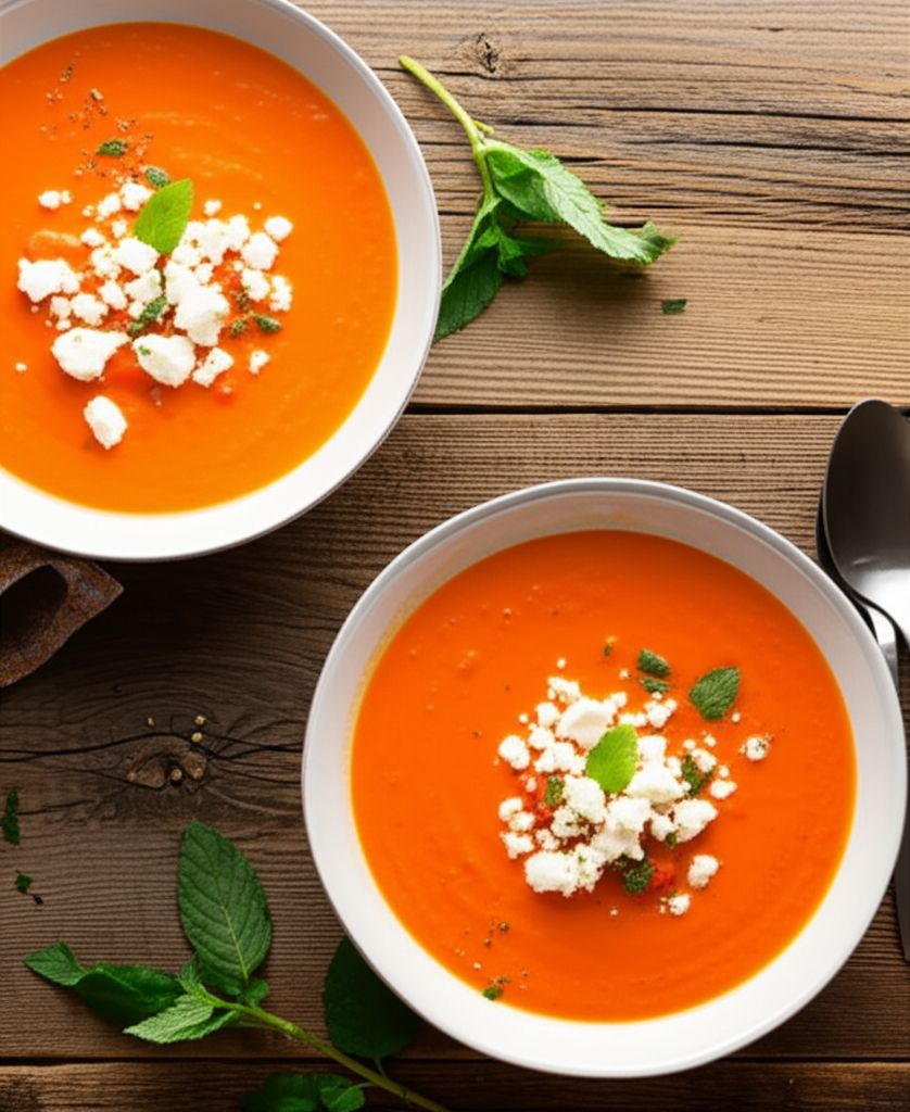 Red Pepper Soup with Feta Cheese