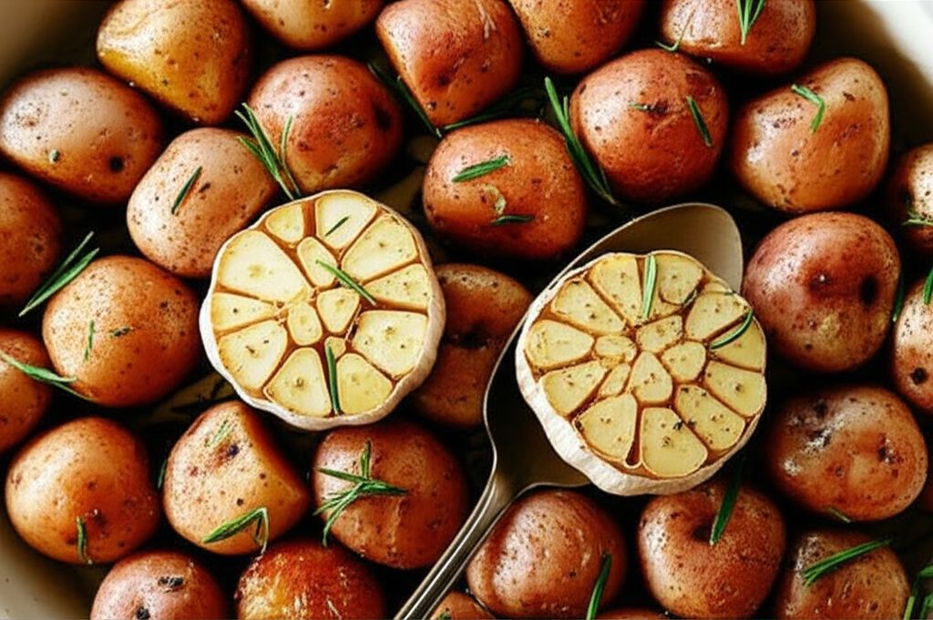 Rosemary Potatoes with Roasted Heads of Garlic