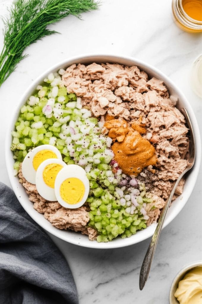 Tuna Salad with Eggs and Pickles