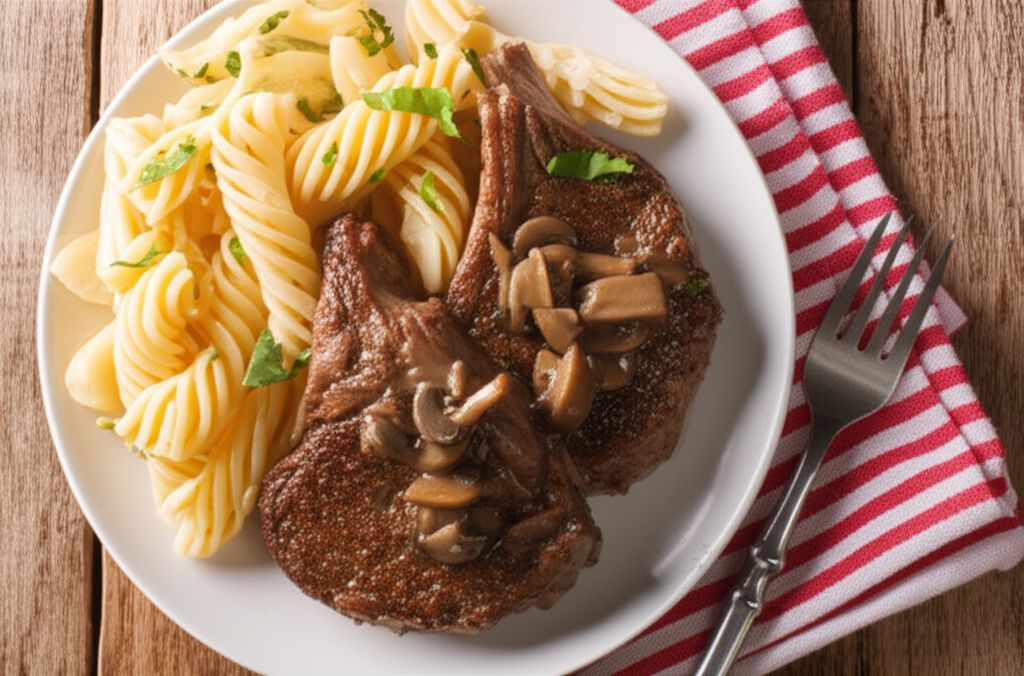Veal Chop with Portobello Mushrooms