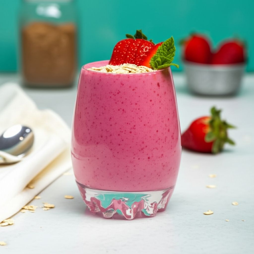 Vegan Strawberry Oatmeal Breakfast Smoothie