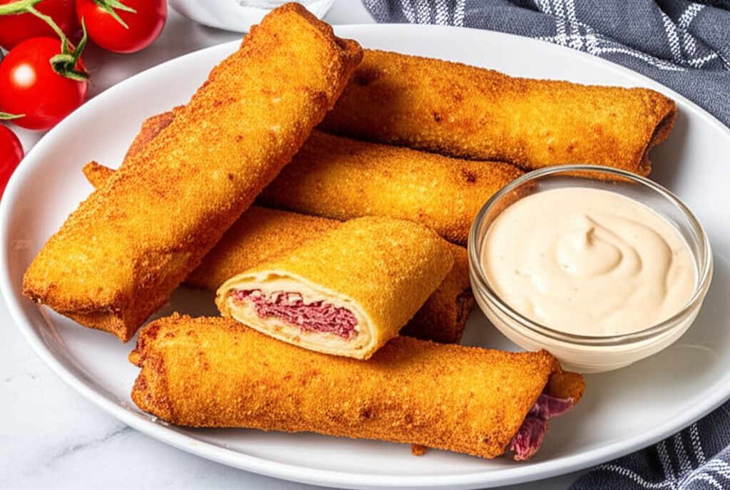 Air Fryer Reuben-Inspired Mozzarella Sticks