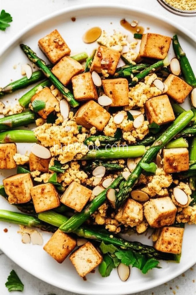 Air Fryer Vegan Tofu and Asparagus Scramble
