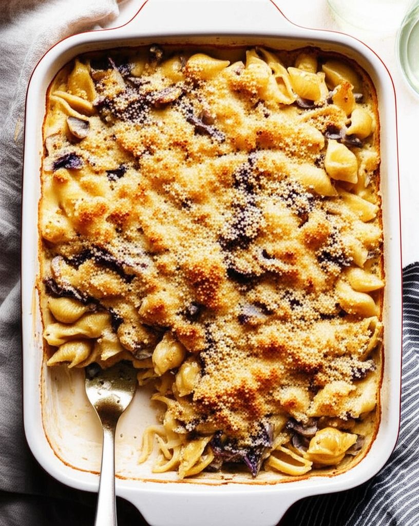 Asiago Cremini Pasta Bake with Radicchio