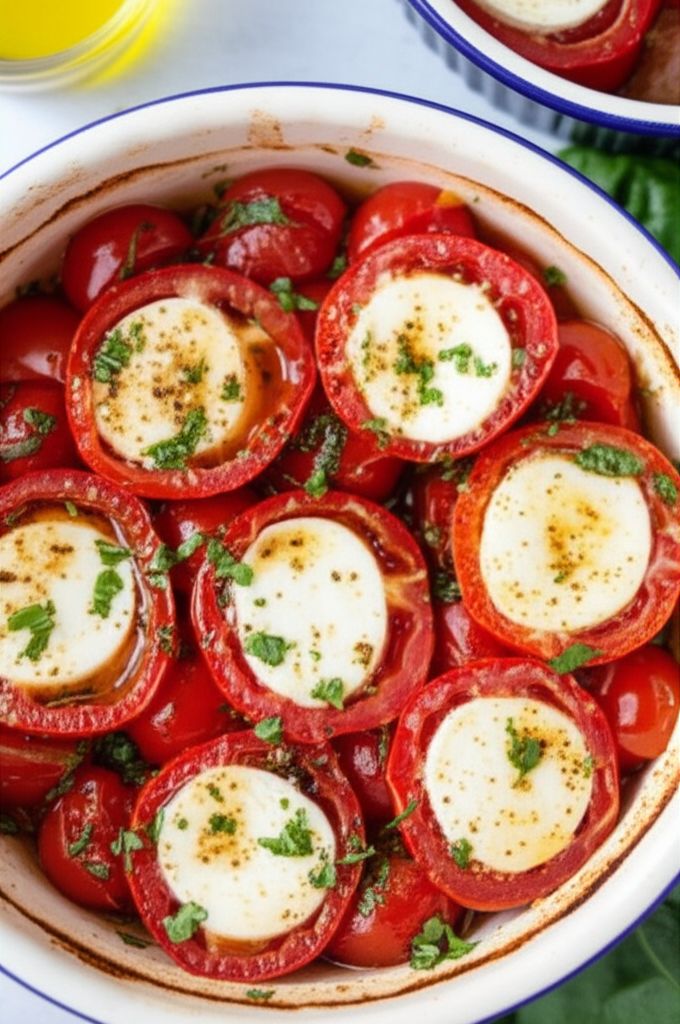 Baked Goat Cheese Caprese Salad