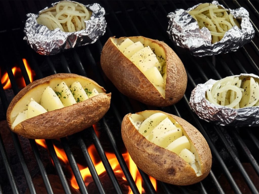 Baked Potatoes on the Grill with Onion