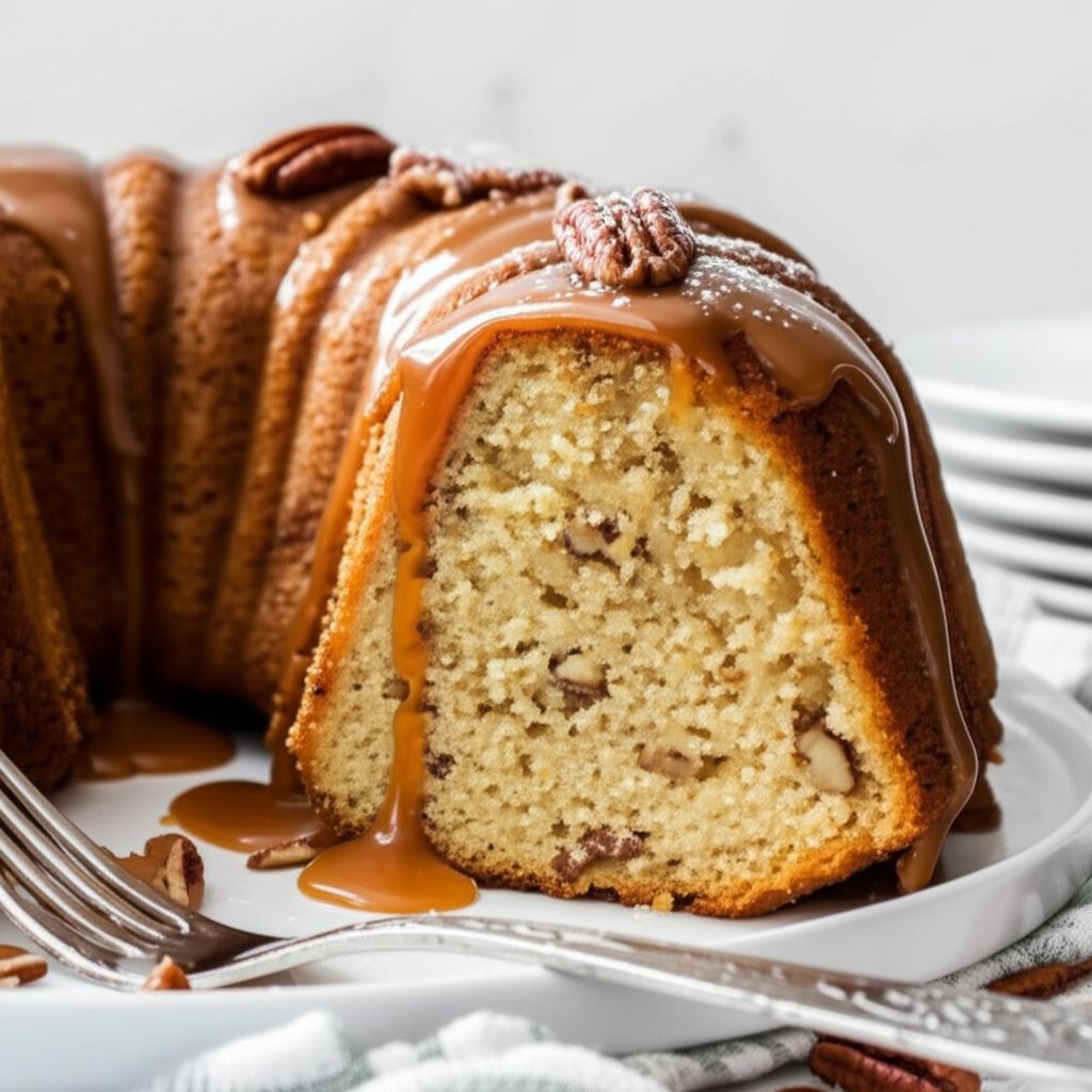 Banana-Nut Cake with Caramel Icing