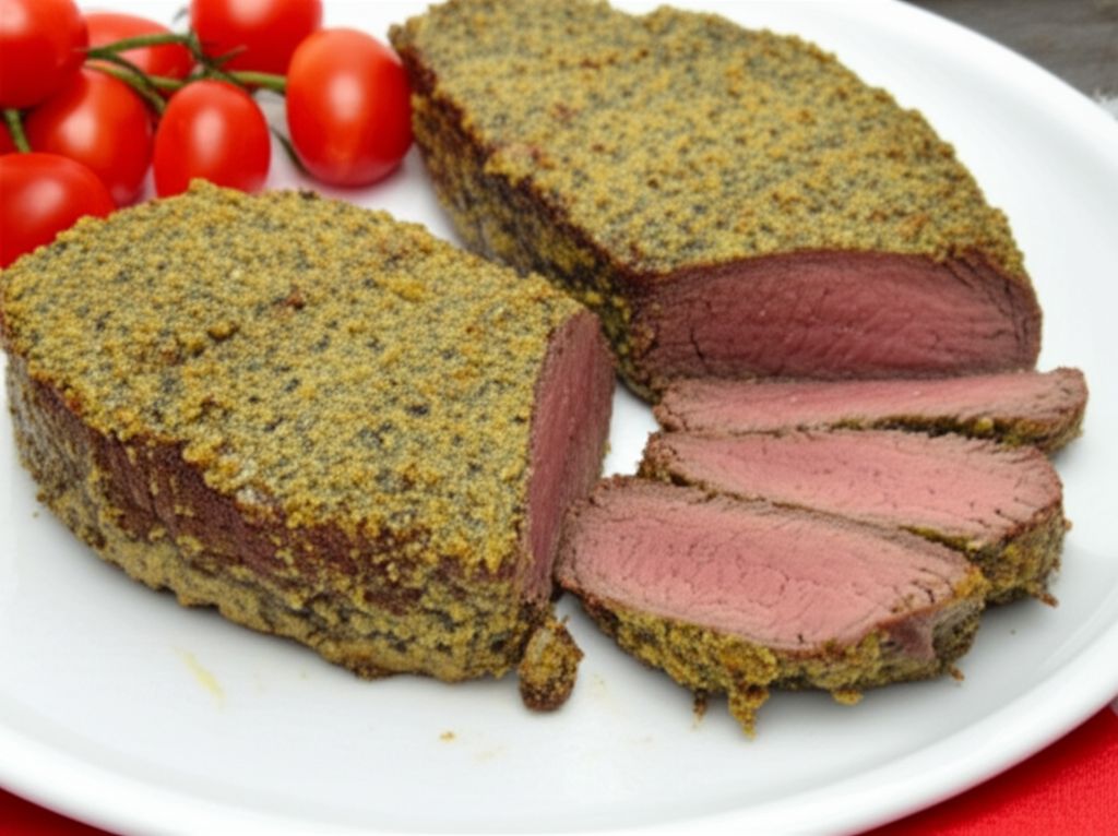Beef Tenderloin Steaks Topped with Horseradish and Dijon Mustard