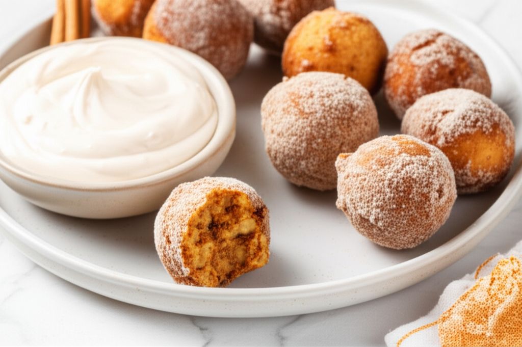 Carrot Cake Donut Holes with Cream Cheese Dip