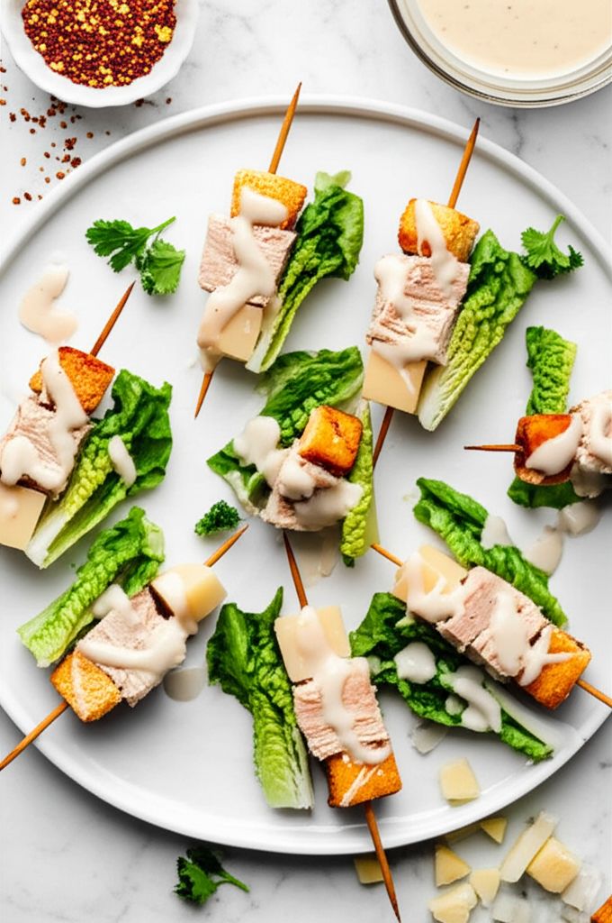 Chicken Caesar Salad on a Stick