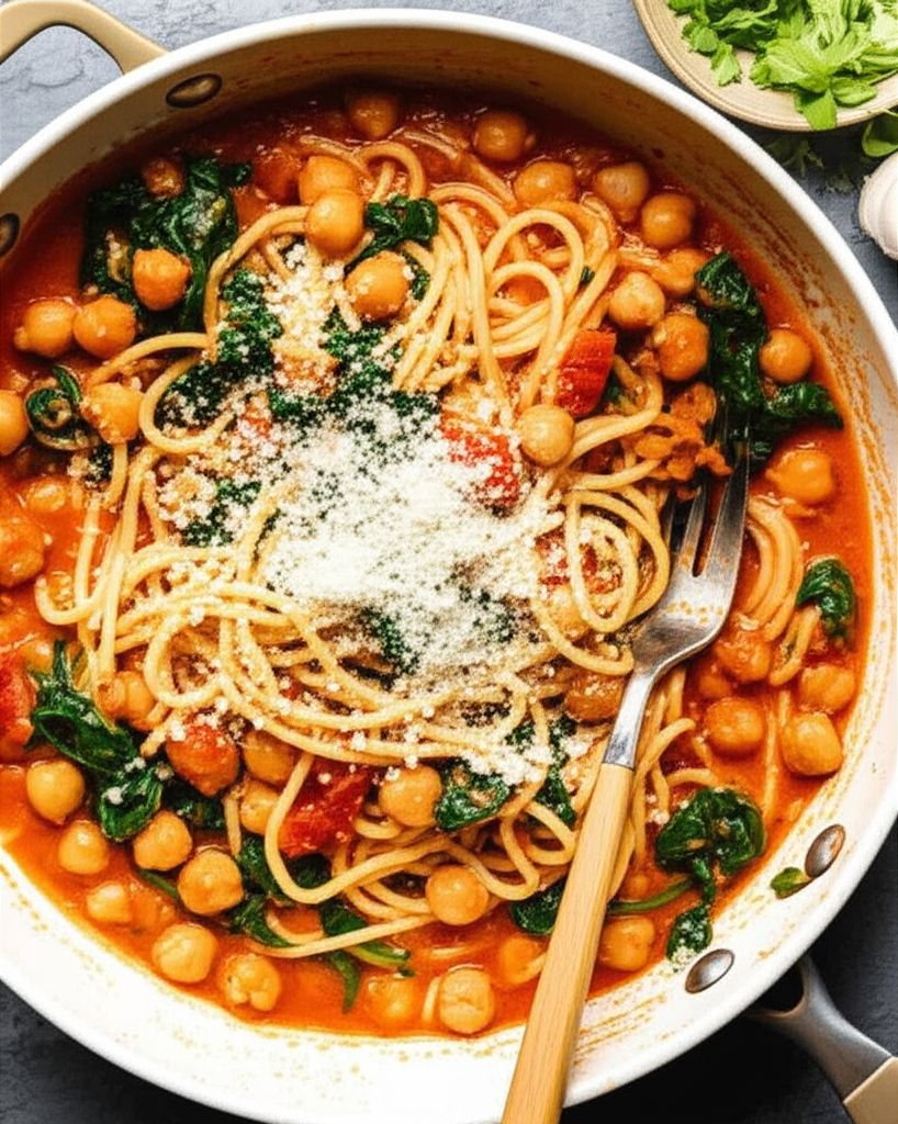Chickpea Pasta with Spinach