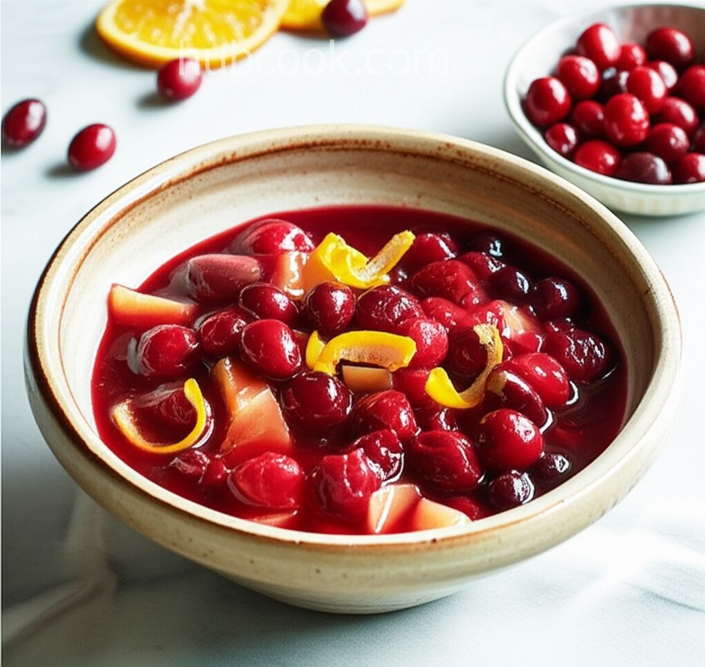 Cranberry Sauce with Orange Juice, Honey, and Pears