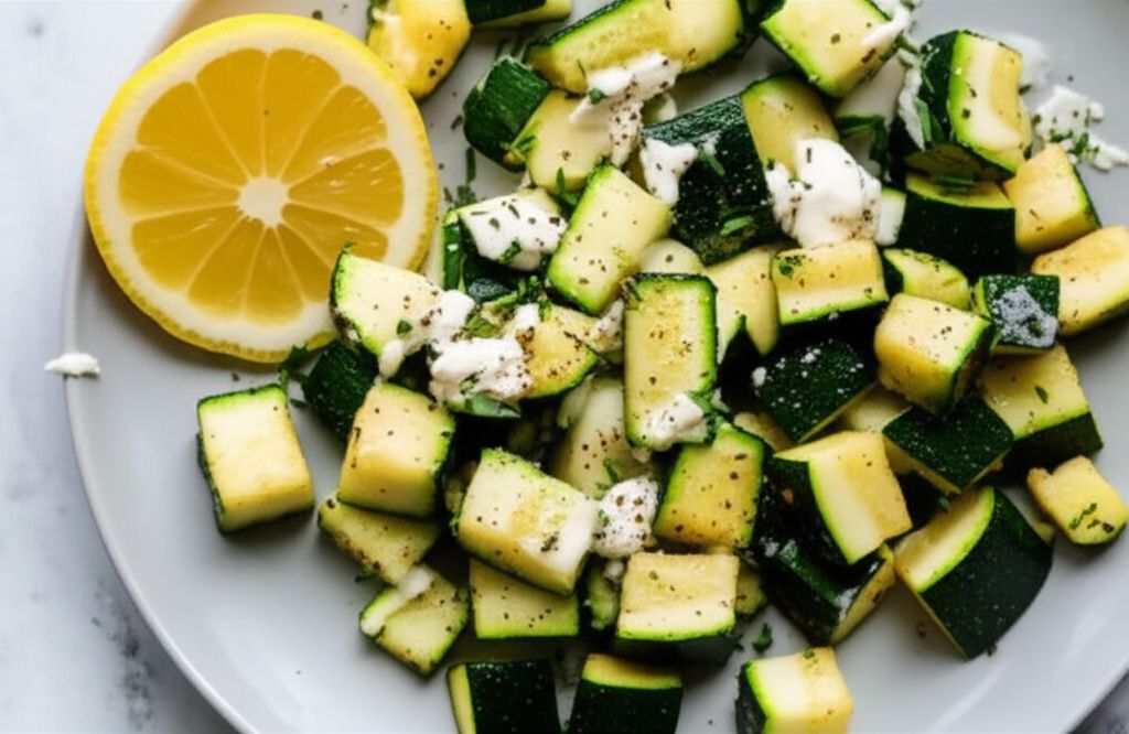 Cream Cheesy Cubed Zucchini with Lemon and Oregano