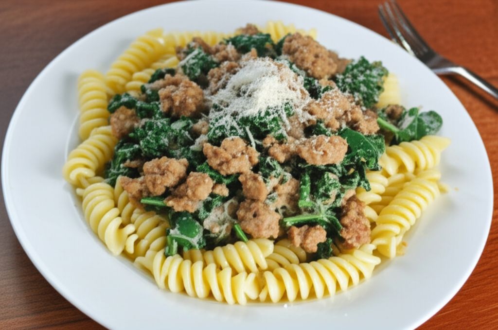Creamy Kale and Pasta with Sweet Sausage