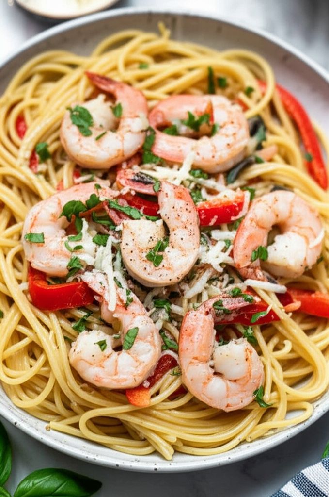 Creamy Shrimp Pasta Primavera