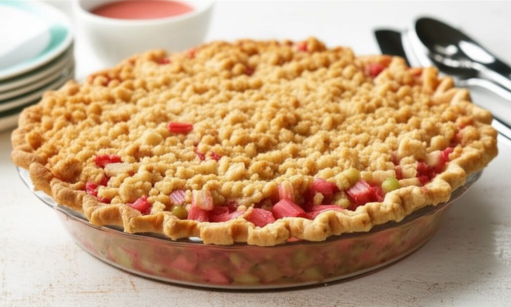 Crumb-Top Rhubarb Custard Pie