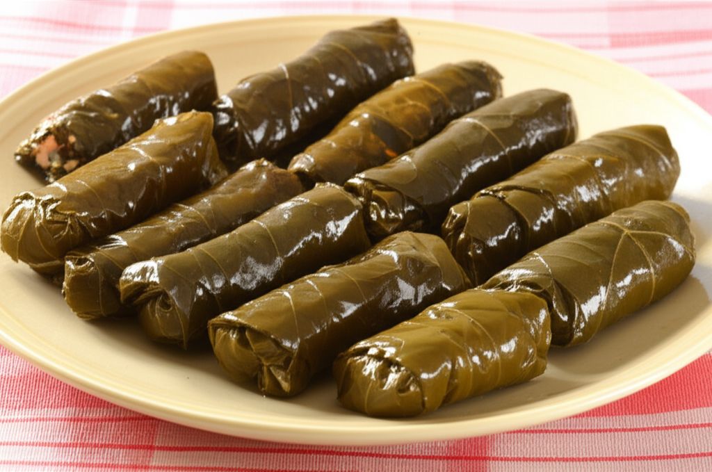 Gorgonzola and Olive Stuffed Grape Leaves