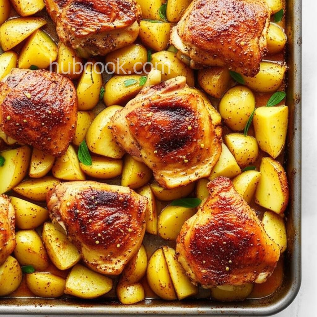 Greek Honey Mustard Roast Chicken and Potatoes