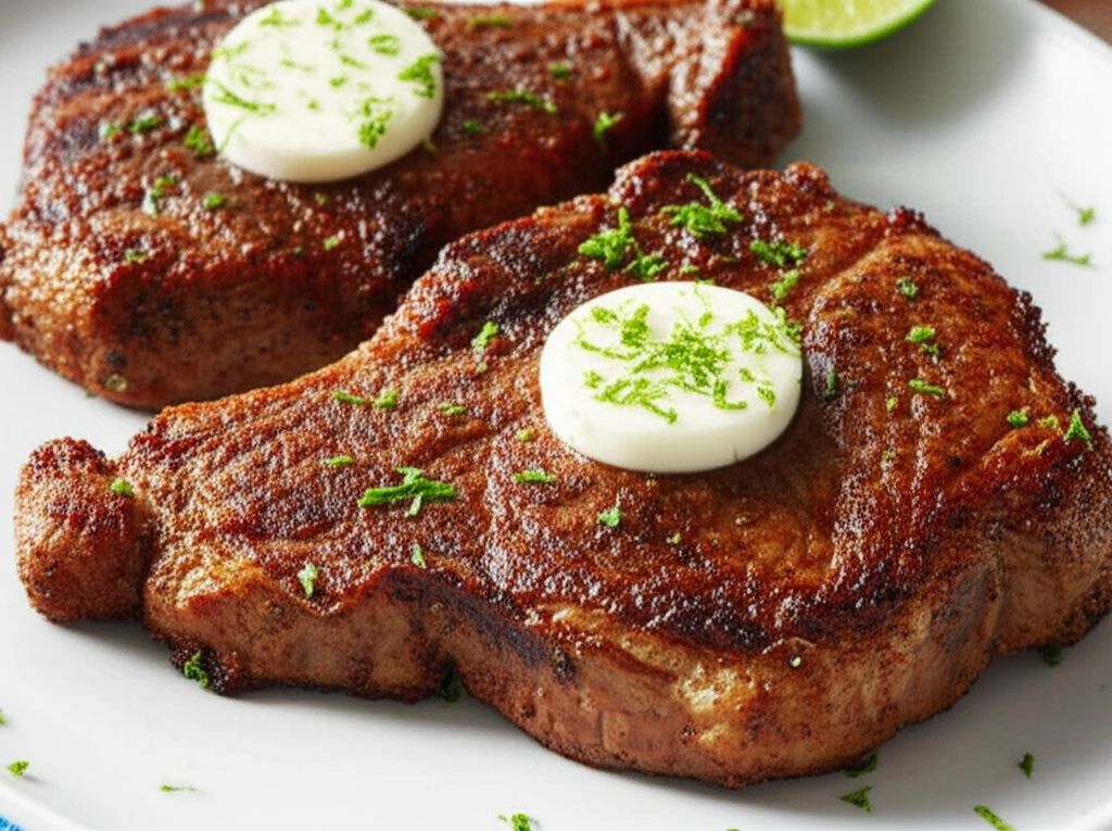 Grilled Chili Steak with Garlic-Lime Butter