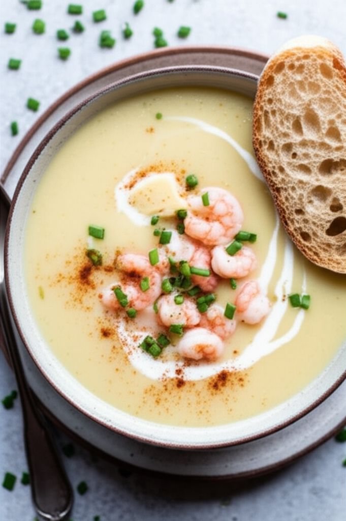 Leek and Potato Soup with Shrimp